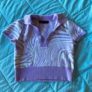Zebra print white and purple crop top